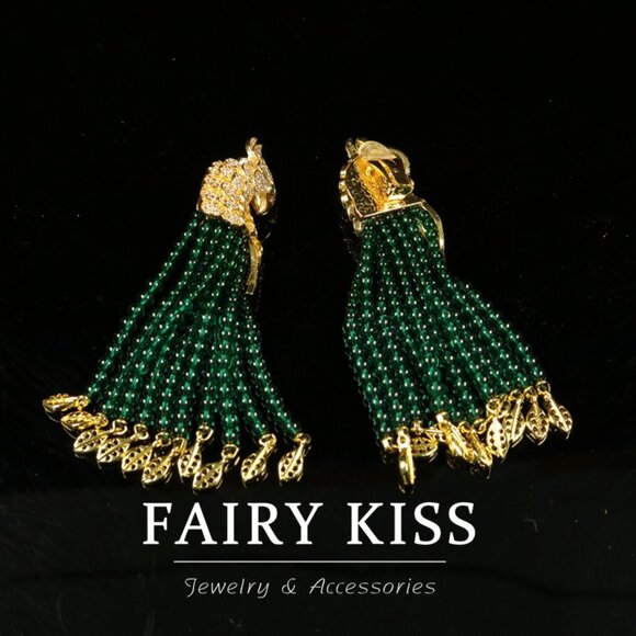 Maximalist Parrot Crystal Pave Animal Dangle Drops - Picture 5 of 7